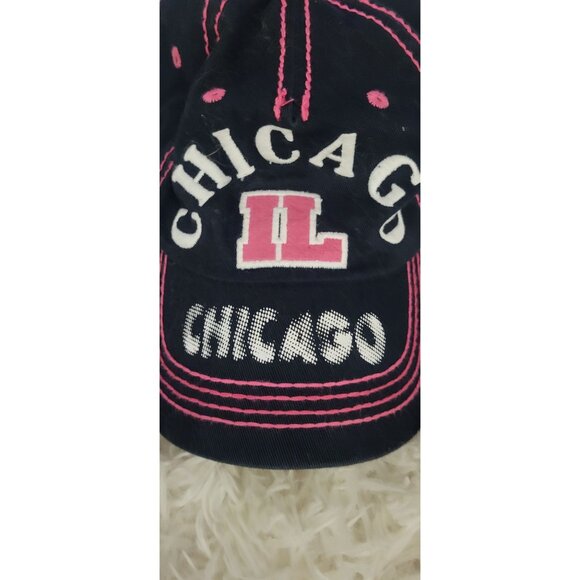 Chicago IL Embroidered Baseball Cap Hat Black & Pink Adjustable - Picture 13 of 14